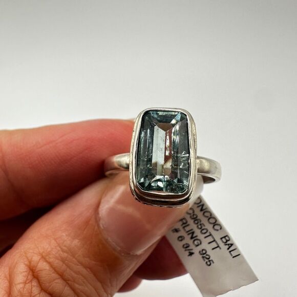 NWT 1.9ct teal Emerald Cut Aquamarine in Bali Sterling Silver Ring! - Picture 8 of 10